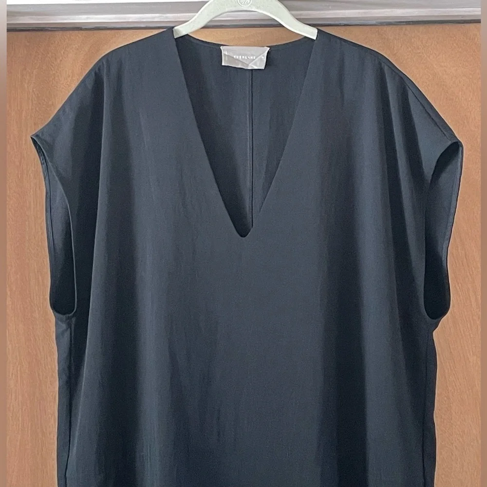 Everlane Japanese GoWeave Sleeveless Cocoon Dress Black V-Neck Women’s 14 Large
